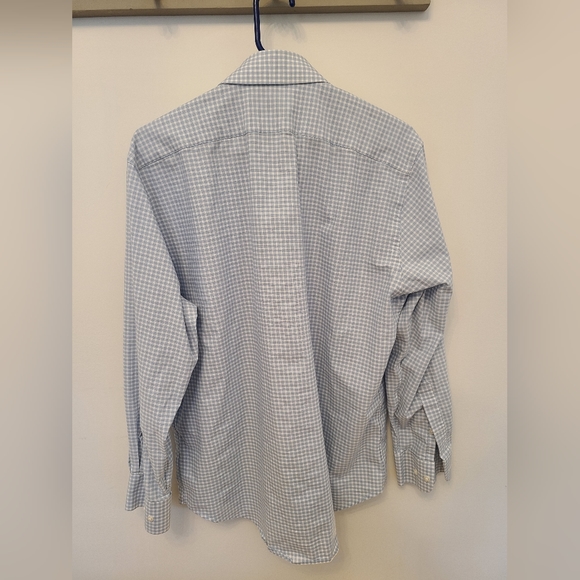 Nordstrom men's dress shirt, size 15.5, blue and white gingham - Picture 3 of 4
